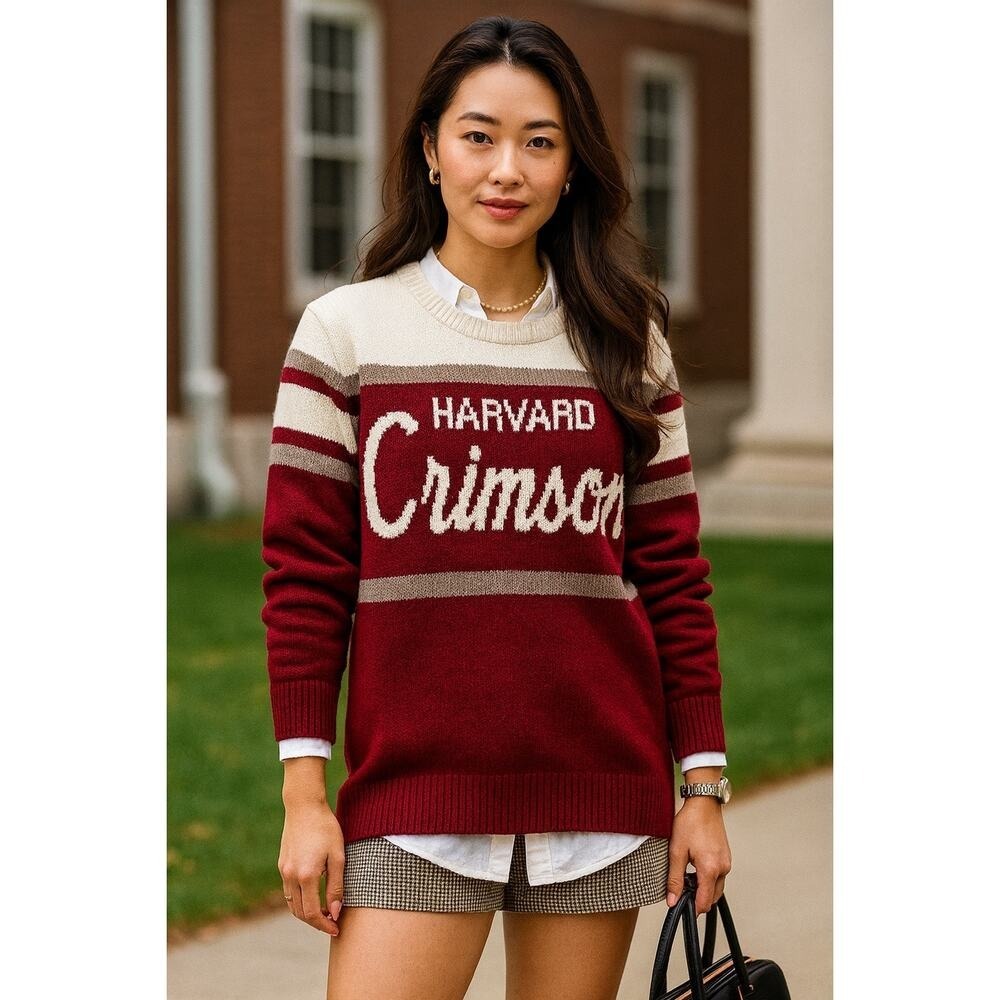 Hillflint‎ Harvard Crimson Vintage Inspired Tailgate Sweater  Size Large